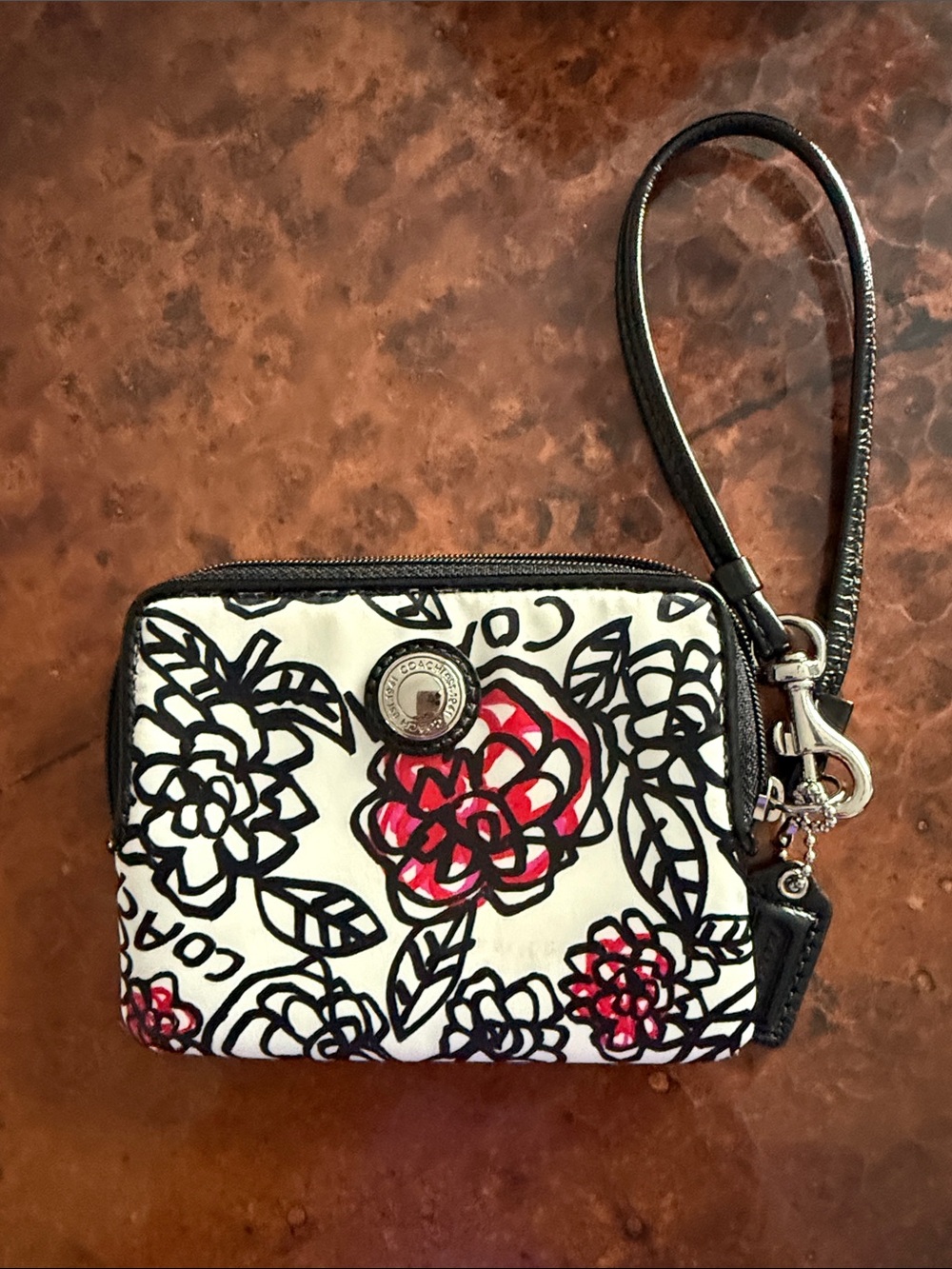 Coach Poppy Floral Graffiti Wristlet